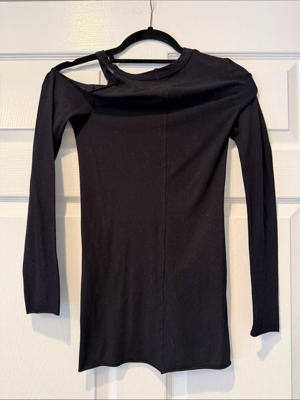 Enza Costa Black Asymmetric Cutout Long Sleeve Tunic - Picture 3 of 4